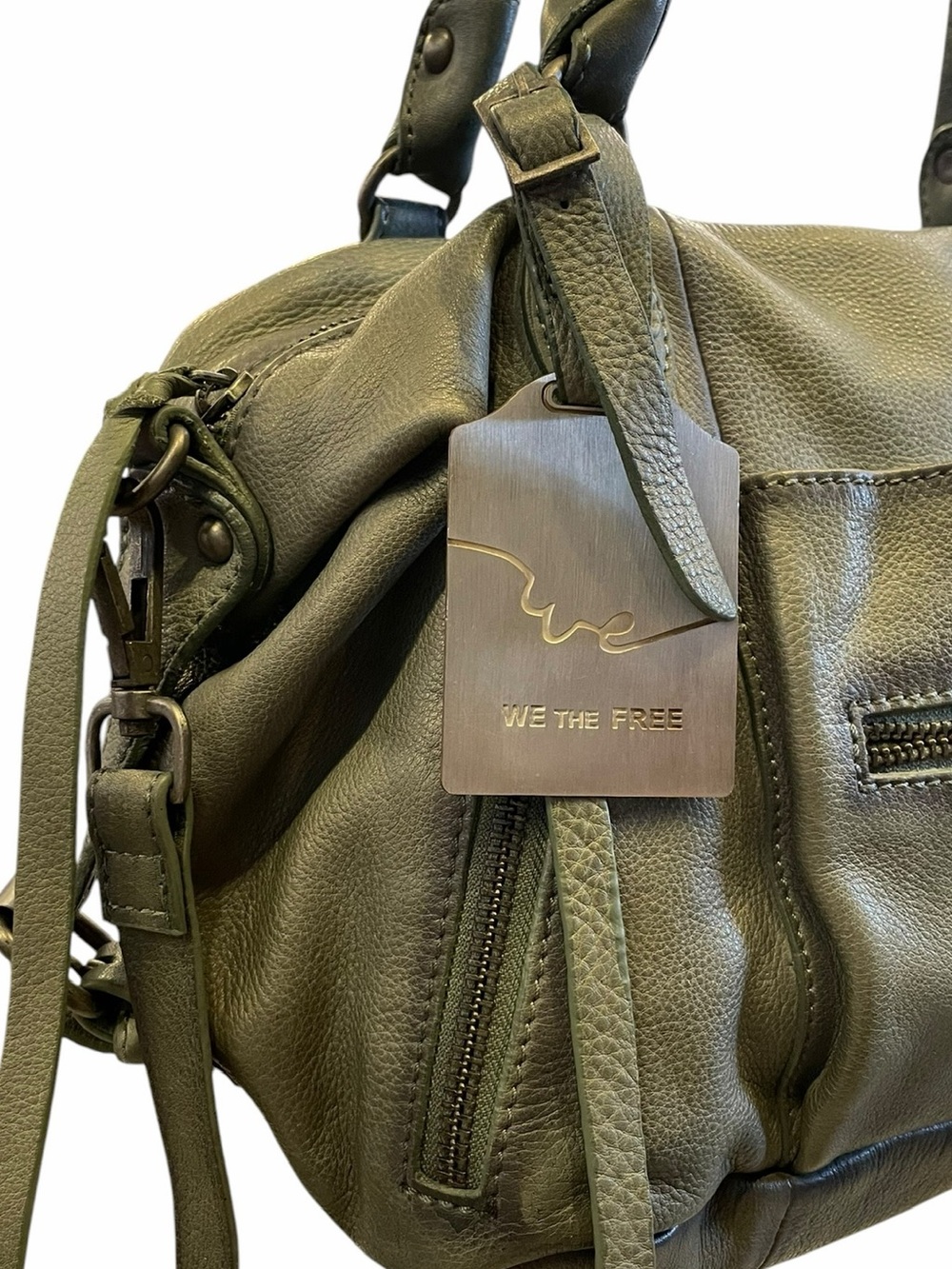 Free People Baby Emerson Olive Green Leather Shoulder Bag - Picture 3 of 12
